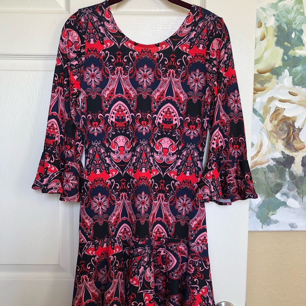 KD red, pink and black dress